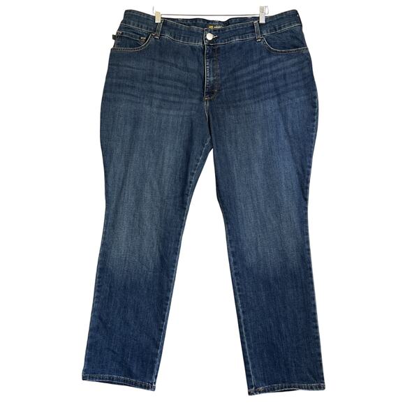 Lee Jeans Women's 22W Blue Relaxed Fit Straight Leg High Rise Stretch Denim - Picture 1 of 12